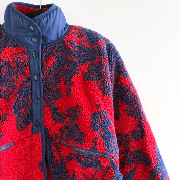 Free People Red and Navy Teddy Jacket - Picture 3 of 14